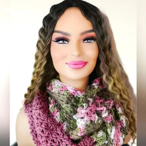 New Handmade Oversized Multicolor Mauve Pink Blush Green Color Long Wrap Scarf